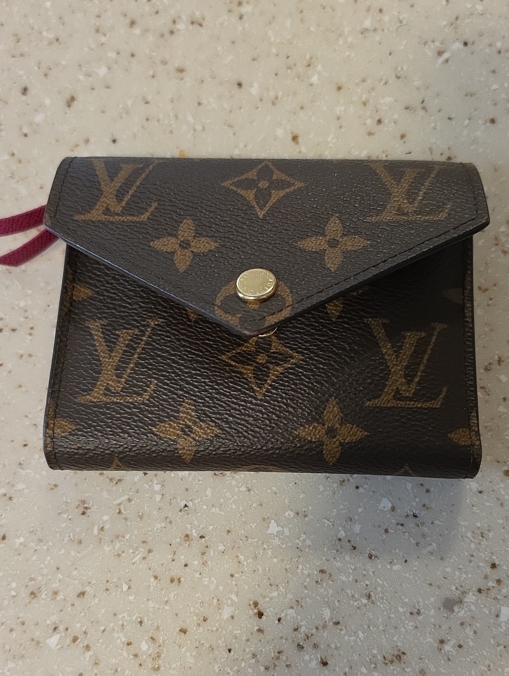 Louis Vuitton Monogram Compact Envelope Wallet in Brown with Gold Hardware